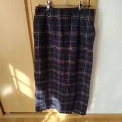 ネイビーオレンジチェックタイトスカート