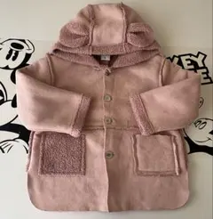 ピンク フード付き アウター 裏起毛 95cmまで