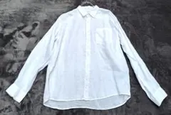無印良品　リネン100%長袖シャツ　白　ビジネス　大きいサイズXL　メンズ