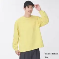 GU ヘビーウェイトビッグT(長袖) イエロー 黄