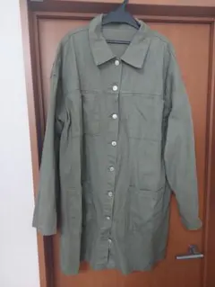 SHEIN デニムジャケットロング　オリーブ　Ｌ