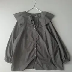 美品✨ セレクトモカ　ビッグカラーブラウス　フリル襟　M ゆったり　体型カバー