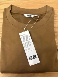 ユニクロ U エアリズムコットンオーバーサイズT(5分丈)マスタード（タグ付き）
