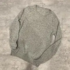 グレー クルーネック 長袖カシミア