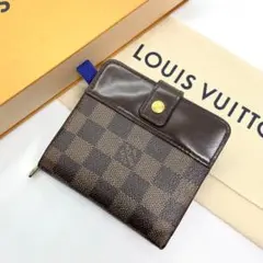 美品 ルイヴィトン ダミエ エベヌ コンパクトジップ 二つ折り 財布