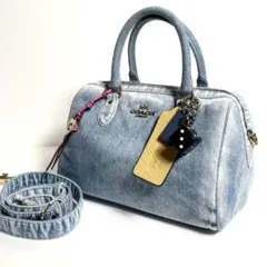 【未使用に近い✨】コーチ ローアン サッチェル バッグ ラブド デニム・チャーム