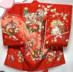 お宮参り　七五三　着物　女の子　生絹　祝い着　　　帽子とスタイセット
