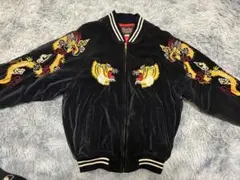 スカジャン　別珍　shoot one ベロア　スーベニアジャケット 入手困難】Shoot One スカジャン L ベロア トラ 龍 希少デザイン