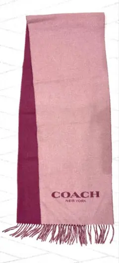 COACH ピンク 紫 マフラー フリンジ付き