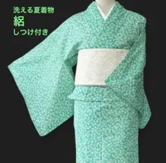 専用☆【超美品☆涼感】単衣小紋 セオα風 白地 ボタニカル柄 浴衣 初夏
