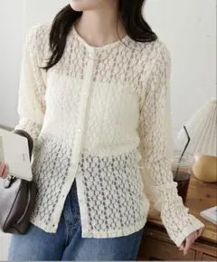 discoat ディスコート　フラワーレースカーディガン