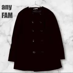 エニィファム ノーカラーコート ウール混 ダブルボタン きれいめ 秋冬アウター