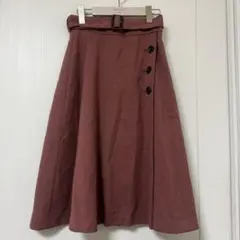【Honeys】ベルト付きロングスカート モカピンク