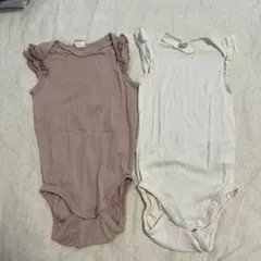 H&M 袖フリルレース　半袖ロンパース