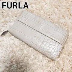FURLA/フルア◆長財布◆クロコダイル型押し◆グレージュ