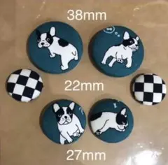 くるみボタン☆フレンチブルドッグ(グリーン) ＆ モノクロチェッカー Aタイプ