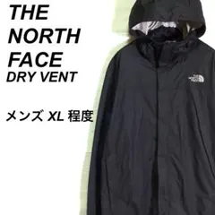 (春コーデ)ノースフェイス 薄手 マウンテンパーカー 刺繍ロゴ 黒 XL