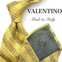 【美品】VALENTINO ネクタイ イエロー ベージュ ストライプ シック