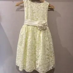 淡い黄色 花柄刺繍ドレス 120cm~130cm