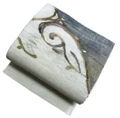 ユ113未着用名古屋帯 紬　金糸　抽象模様 着物帯　仕立て上り美品