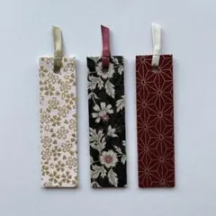 しおり 布製 3本セット ハンドメイド【桜 花柄 麻の葉】