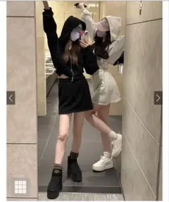 GRL ブラック フード付きセットアップ F