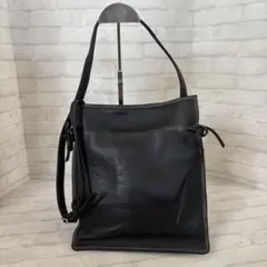 【美品】Kitamura キタムラ ショルダーバッグ 本革 シボ革 黒 ステッチ