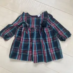【GAP】チェック柄フリル付きワンピース 70cm