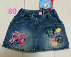 値下げ　ベビードール　デニム　スカート　ベビー　80 ミニーマウス　ハート