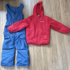 Columbia 子ども用スキーウェア 赤色ジャケット 青色オーバーオール