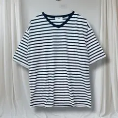 RCWB ボーダー半袖Tシャツ Vネック オーバーサイズ 白黒 F 春夏 綿のサムネイル