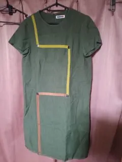 SAT NAM オリーブグリーン ヘンプ半袖ワンピース