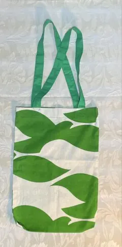 北欧柄　エコバッグ　布バッグ　コットン リネン　緑と白ハンドメイド