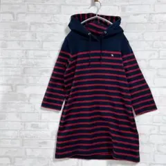【アーノルドパーマー】濃紺/赤 フード付き ストライプ 長袖チュニック　3250
