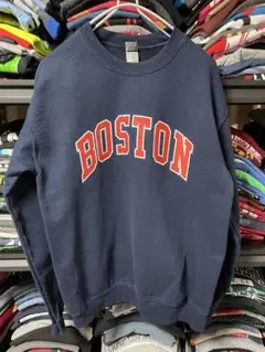 BOSTONロゴ ネイビー クルーネックトレーナー