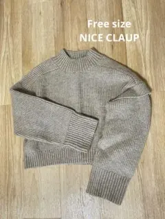 リブ編み 短丈 ニット ベージュ