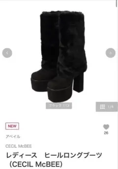 CECIL McBEE レディース ファーロングブーツ ブラックのサムネイル