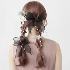 No.22 選べるリボン ＋パールコード＋フラワーピン　 9点セット