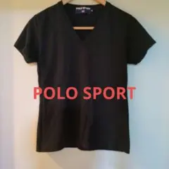 Polo Sport ブラック Vネック Tシャツ 半袖
