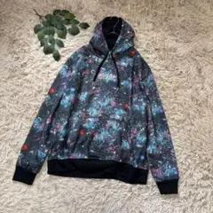 6422 新品✾ジーニングワイルド✾スウェットパーカー【4L】黒/裏起毛/宇宙柄