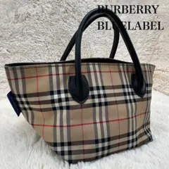 ✨美品✨バーバリーブルーレーベル　ミニトート　舟形　ノバチェック　ナイロン