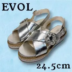 EVOL イーボル　スポーツサンダル シルバー 24.5cm ビジューのサムネイル