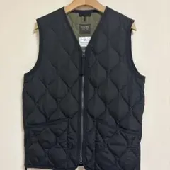 TAION ミリタリー Vネックジップ ダウンベスト ブラック