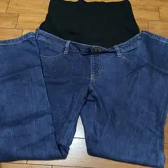 マタニティデニムパンツ 裏起毛