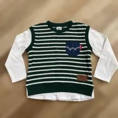 EDWIN 緑と白のストライプ 長袖カットソー110cm