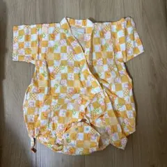 ベビー甚平 オレンジチェック 80cm