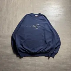 【90's】Hanes フロントロゴプリント　スウェット　ネイビー　XLサイズ
