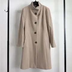 23区 大きいサイズ カシミヤ混 スタンドカラーコート ベージュ サイズ46
