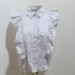 【DIVIDED H&M】フリル付きノースリーブシャツ パープル　EUR34