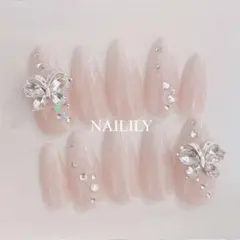 ネイルチップ ベイビーブーマー キラキラ 蝶々 韓国 ガーリー